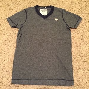 Navy Striped A&F Vneck Tshirt